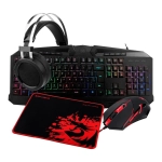 Combo Gamer Redragon S112, Teclado Harpe RGB ABNT 2 + Mouse Centrophorus 3200 DPI + Headset Scylla + Mouse Pad
